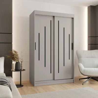 Kleiderschrank CASANDRA, 120 cm, mit Schiebetüren – Kaschmir/Schwarz