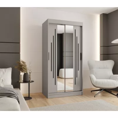 Kleiderschrank CASANDRA 100 cm mit Spiegel - Kaschmir / Schwarz