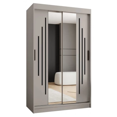 Kleiderschrank CASANDRA 120 cm mit Spiegel - Kaschmir / Schwarz