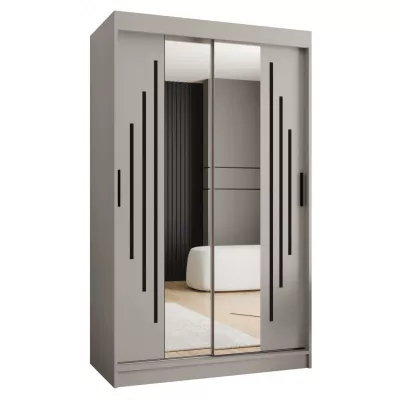 Kleiderschrank CASANDRA 120 cm mit Spiegel - Kaschmir / Schwarz