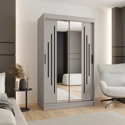Kleiderschrank CASANDRA 120 cm mit Spiegel - Kaschmir / Schwarz