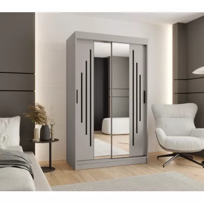 Kleiderschrank CASANDRA 120 cm mit Spiegel - Kaschmir / Schwarz