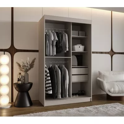 Kleiderschrank CASANDRA 120 cm mit Spiegel - Kaschmir / Schwarz
