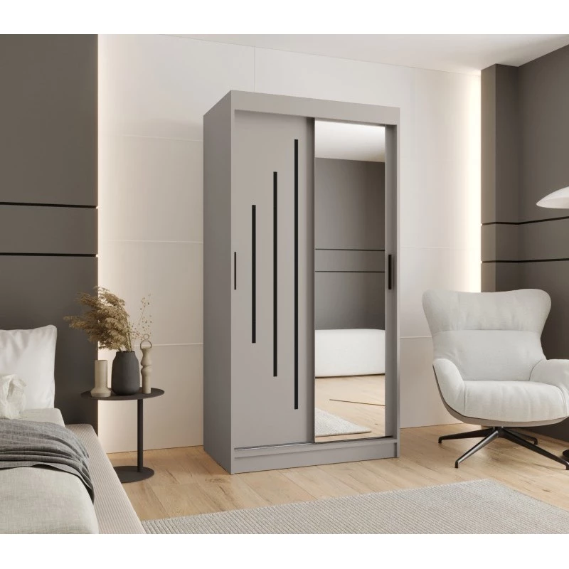 Spiegelschrank 100 cm CASANDRA - Kaschmir / Schwarz