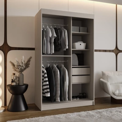 Spiegelschrank 120 cm CASANDRA - Kaschmir / Schwarz