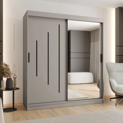 Spiegelschrank 180 cm CASANDRA - Kaschmir / Schwarz