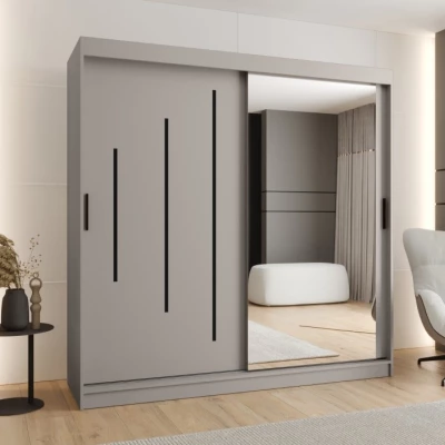 Spiegelschrank 200 cm CASANDRA - Kaschmir / Schwarz
