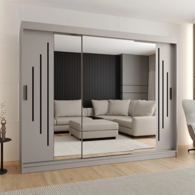 Spiegelschrank 250 cm CASANDRA - Kaschmir / Schwarz
