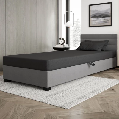 Polsterbett 80x195 KASANDRA 1 mit Stauraum - grau/hellgrau