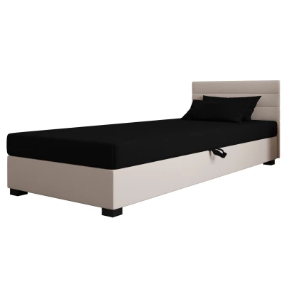 Polsterbett 80x195 KASANDRA 1 mit Stauraum - schwarz/ecru