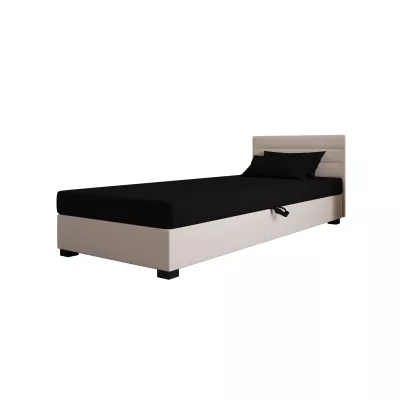 Polsterbett 80x195 KASANDRA 1 mit Stauraum - schwarz/ecru