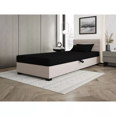 Polsterbett 80x195 KASANDRA 1 mit Stauraum - schwarz/ecru