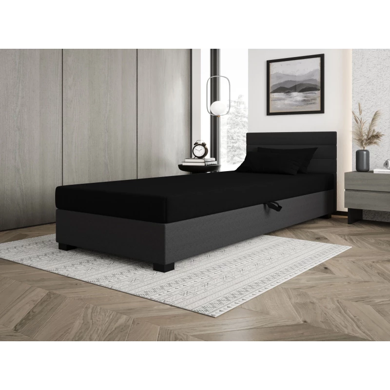 Polsterbett 80x195 KASANDRA 1 mit Stauraum - schwarz/grau
