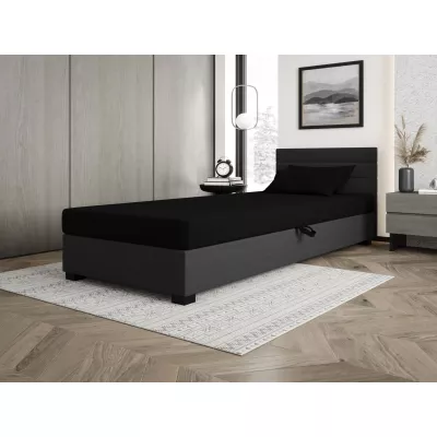 Polsterbett 80x195 KASANDRA 1 mit Stauraum - schwarz/grau