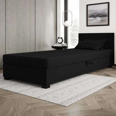 Polsterbett 80x195 KASANDRA 1 mit Stauraum - schwarz