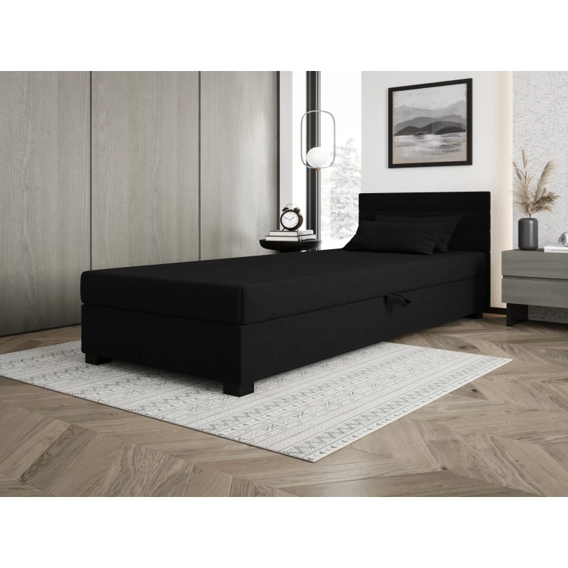 Polsterbett 80x195 KASANDRA 1 mit Stauraum - schwarz