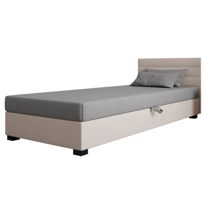 Polsterbett 80x195 KASANDRA 1 mit Stauraum - hellgrau/ecru