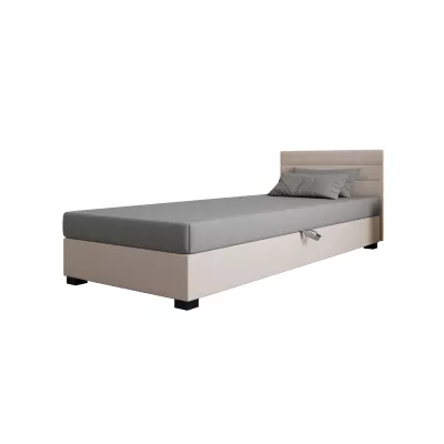 Polsterbett 80x195 KASANDRA 1 mit Stauraum - hellgrau/ecru
