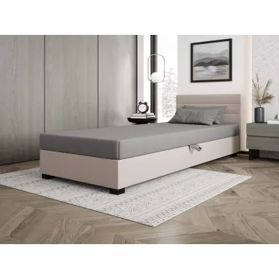 Polsterbett 80x195 KASANDRA 1 mit Stauraum - hellgrau/ecru