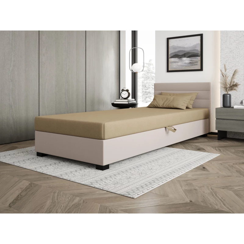 Polsterbett 80x195 KASANDRA 1 mit Stauraum - braun/ecru