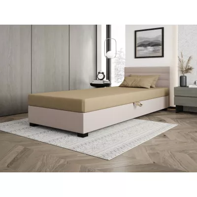 Polsterbett 80x195 KASANDRA 1 mit Stauraum - braun/ecru