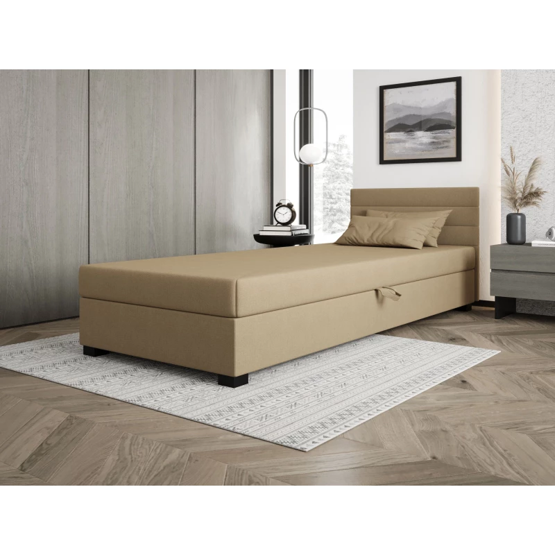 Polsterbett 80x195 KASANDRA 1 mit Stauraum - braun
