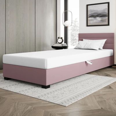 Polsterbett 80x195 KASANDRA 1 mit Stauraum - rosa/weiß