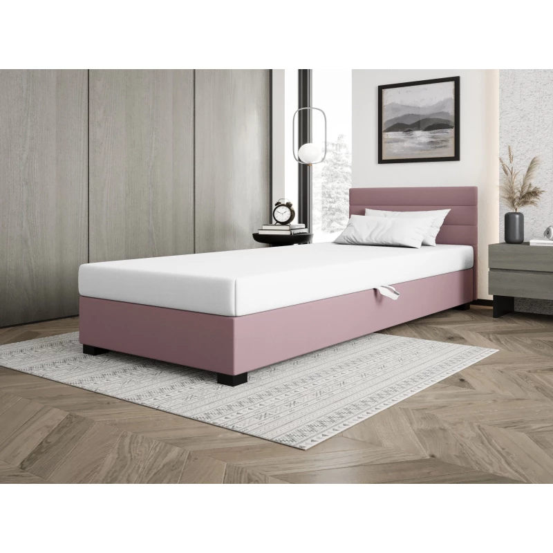 Polsterbett 80x195 KASANDRA 1 mit Stauraum - rosa/weiß