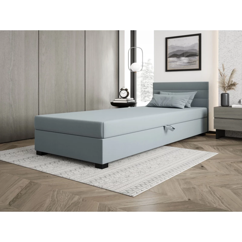 Polsterbett 80x195 KASANDRA 1 mit Stauraum - blaugrau