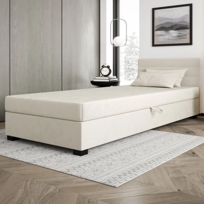 Polsterbett 80x195 KASANDRA 1 mit Stauraum - ecru