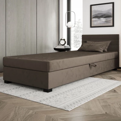 Polsterbett 80x195 KASANDRA 1 mit Stauraum - dunkelbraun