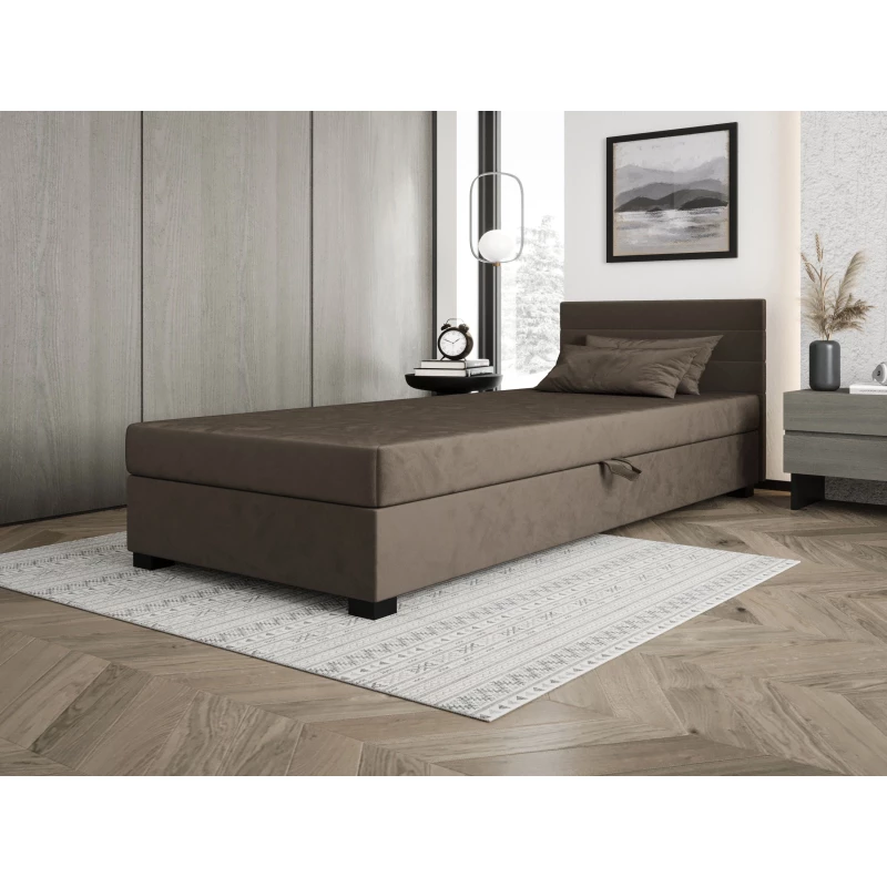 Polsterbett 80x195 KASANDRA 1 mit Stauraum - dunkelbraun