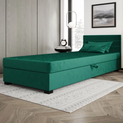 Polsterbett 80x195 KASANDRA 1 mit Stauraum - grün