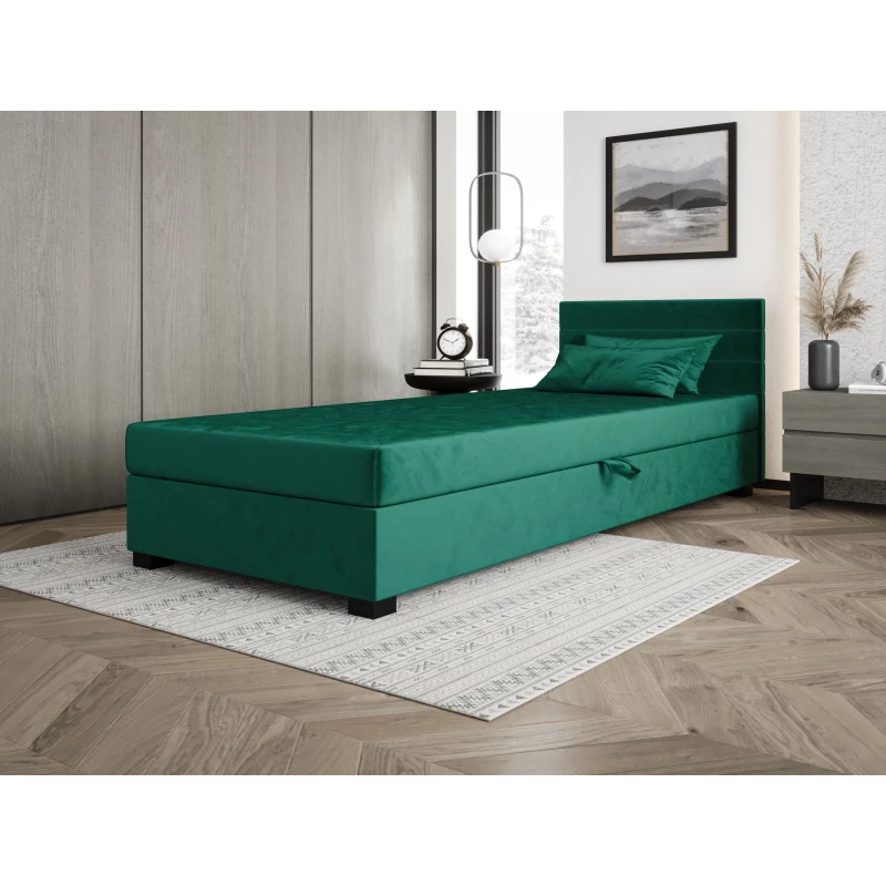 Polsterbett 80x195 KASANDRA 1 mit Stauraum - grün