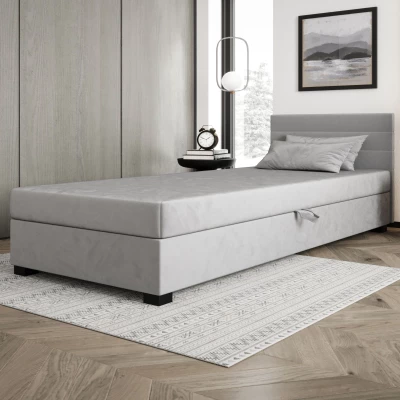 Polsterbett 80x195 KASANDRA 1 mit Stauraum - hellgrau
