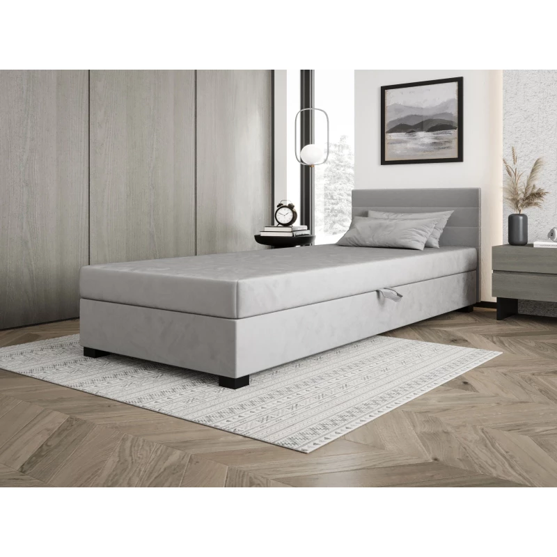 Polsterbett 80x195 KASANDRA 1 mit Stauraum - hellgrau