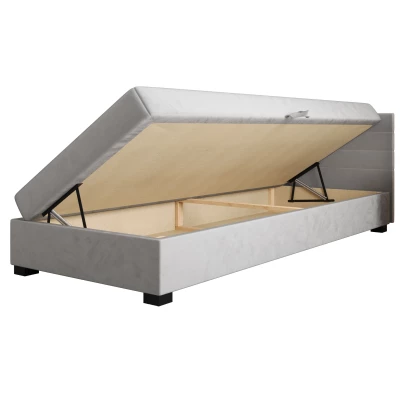 Polsterbett 80x195 KASANDRA 1 mit Stauraum - hellgrau