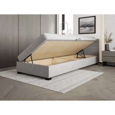 Polsterbett 80x195 KASANDRA 1 mit Stauraum - hellgrau