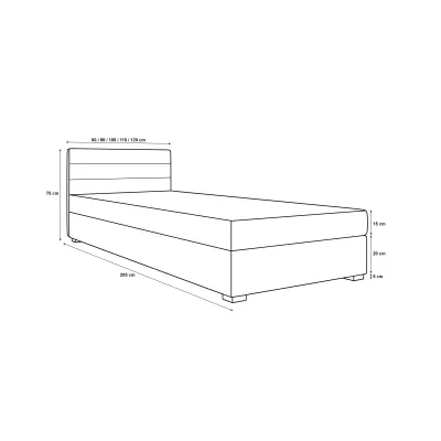 Polsterbett 80x195 KASANDRA 1 mit Stauraum - Graphit