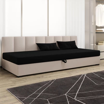 Einzelbett 110x195 MANKA BIZ 2 - schwarz / ecru