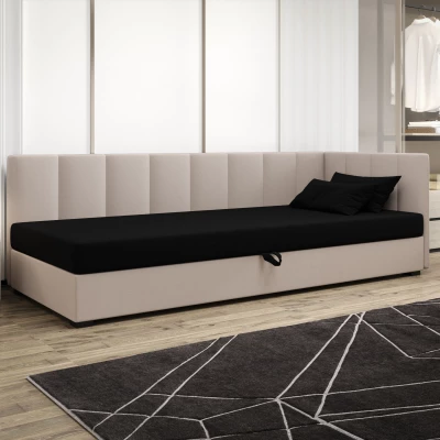 Einzelbett 80x195 MANKA PLUS 2 - schwarz / ecru
