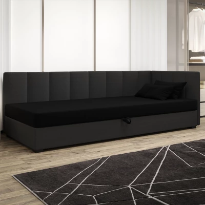 Einzelbett 120x195 MANKA PLUS 2 - schwarz/grau
