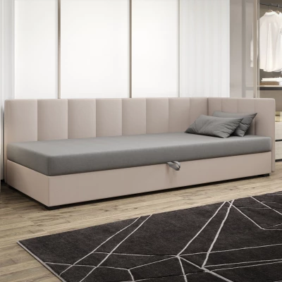 Einzelbett 120x195 MANKA PLUS 2 - hellgrau / ecru