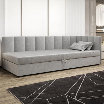 Einzelbett 90x195 MANKA PLUS 2 - hellgrau