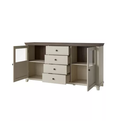 Breite, kombinierte Kommode EROL – Beige/Dunin-Eiche