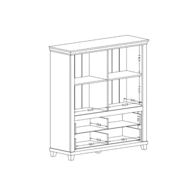 Hohe Kommode mit Glastüren EROL – Beige/Dunin-Eiche