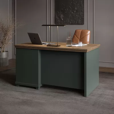 Büroschreibtisch EROL - grün / lefkas Eiche