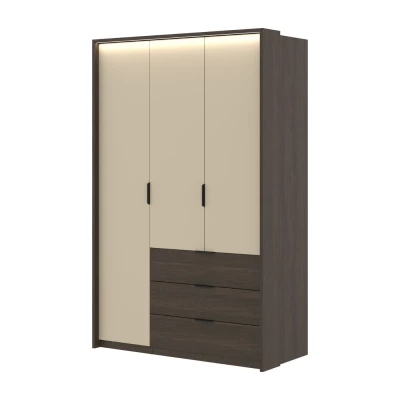 Kleiderschrank 140 cm DEMETRA - Beige / Dunin-Eiche