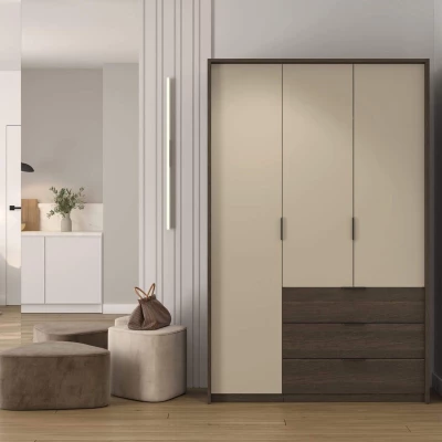Kleiderschrank 140 cm DEMETRA - Beige / Dunin-Eiche