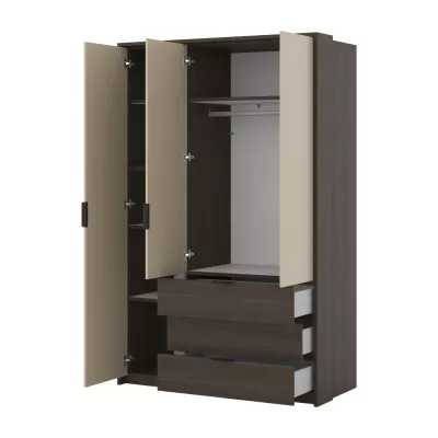 Kleiderschrank 140 cm DEMETRA - Beige / Dunin-Eiche